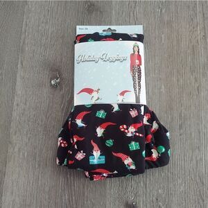 Holiday Gnomes Festive Christmas Black Leggings  3X